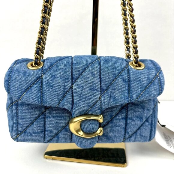 Blue Quilted Chain Shoulder Bag - Picture 1 of 14